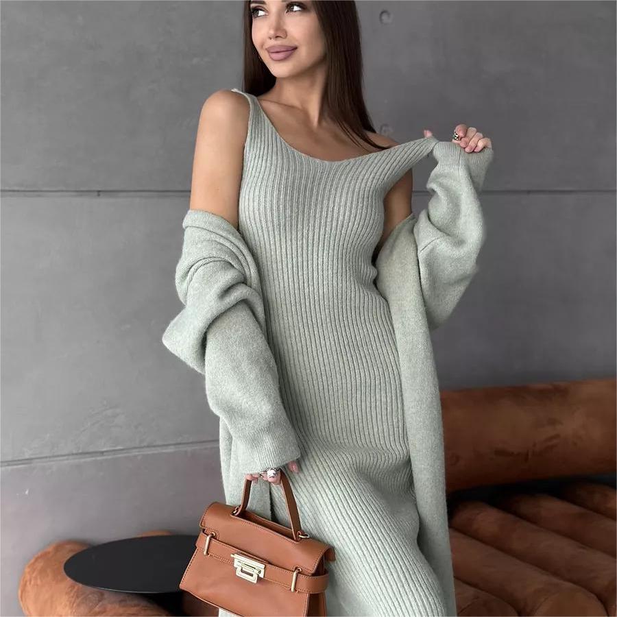 Gebreide Jurk & Cardigan Set